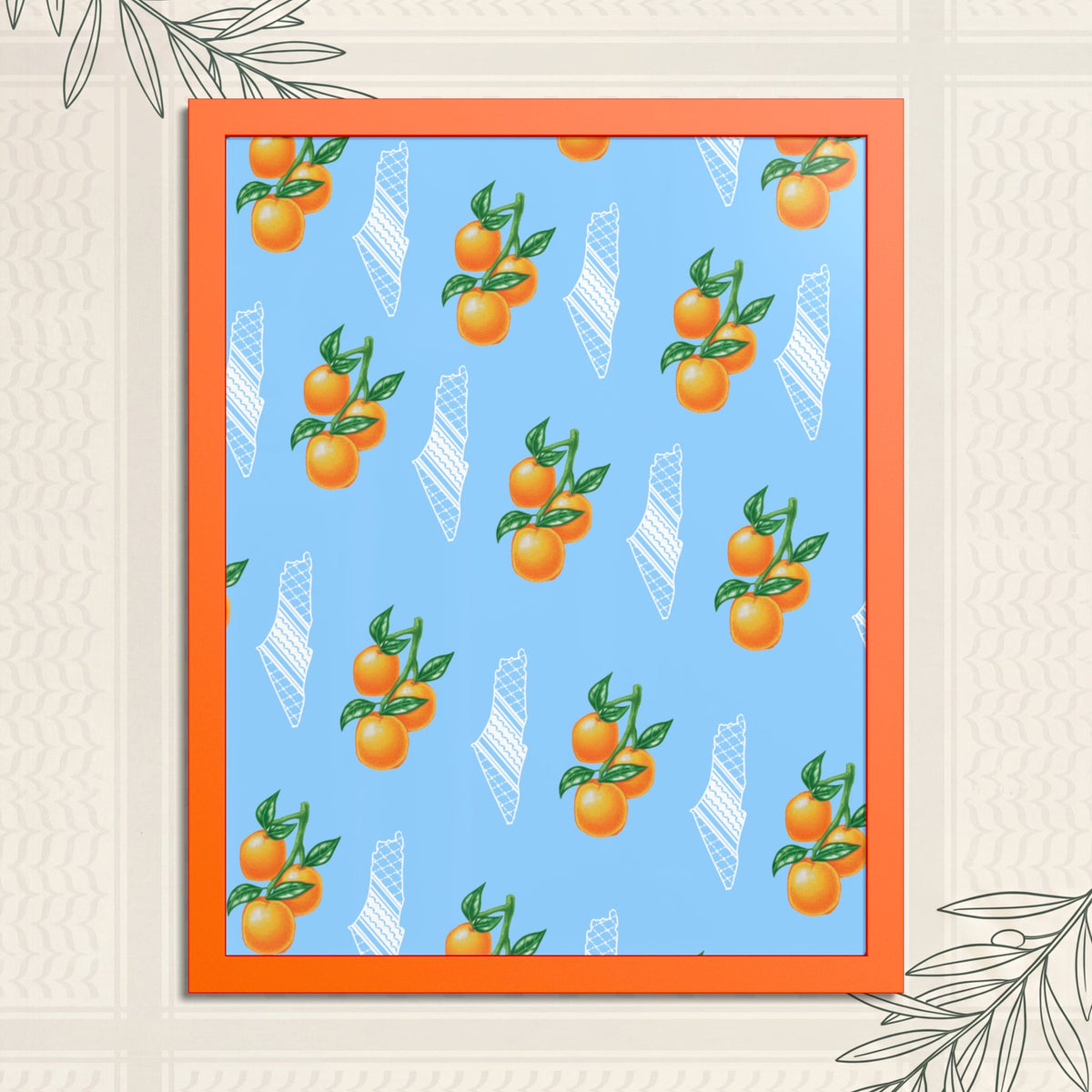 Jaffa Orange Pattern - Framed Printed Art
